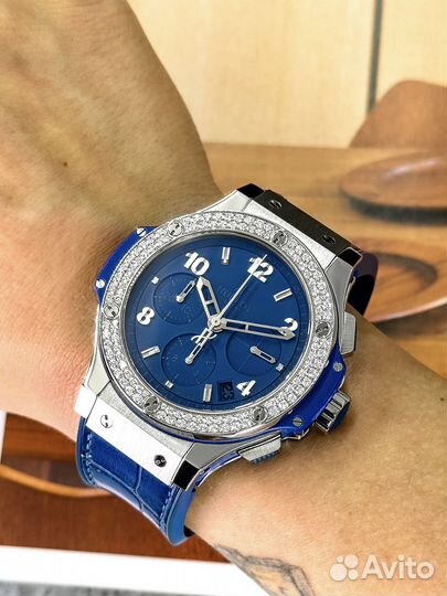 Hublot steel tutti frutti dark blue diamonds