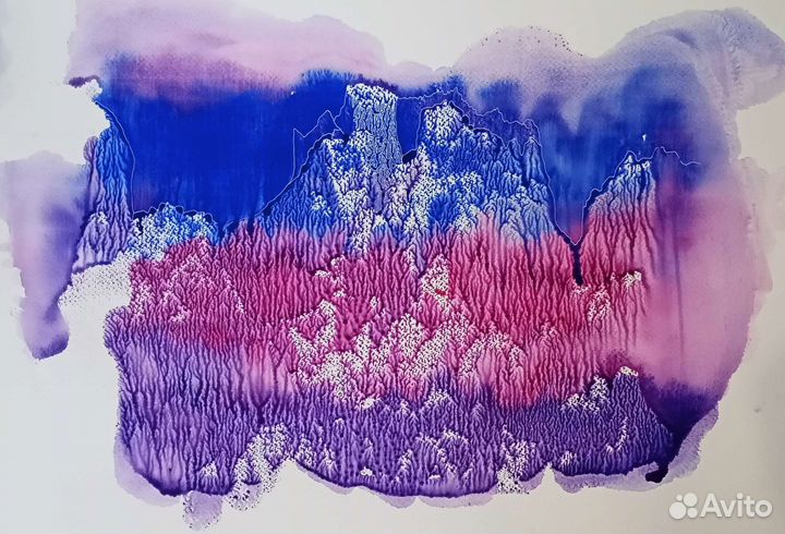 Картина, акварельный отпечаток, абстракция 