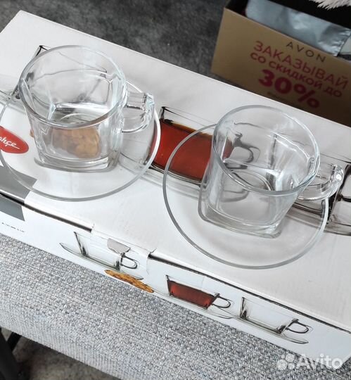 Чайные чашки, стеклянные