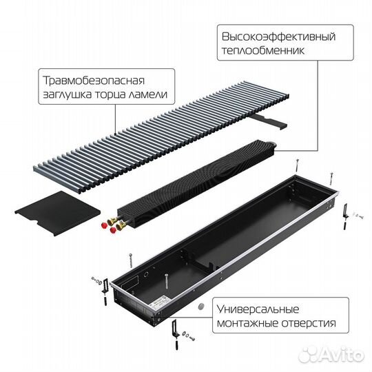 Конвектор внутрипольный Royal Thermo atrium-190/40