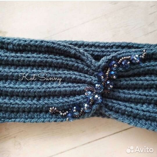 Повязка на голову вязанная, шапка, аксессуар