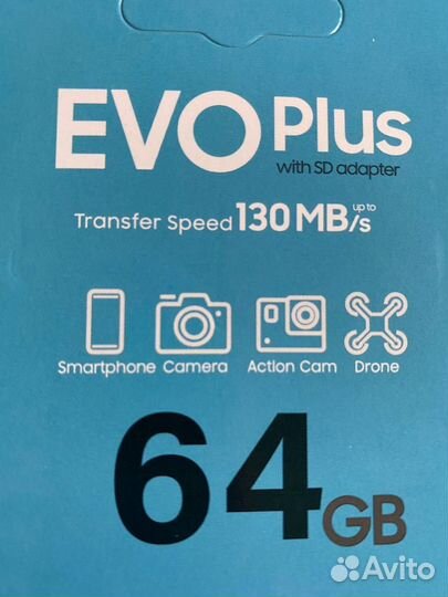 Новая Карта памяти MicroSD Samsung 64 GB EVO plus