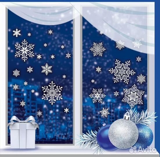 Новогодние наклейки на окна