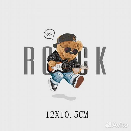 Термонаклейка на одежду мишка rock