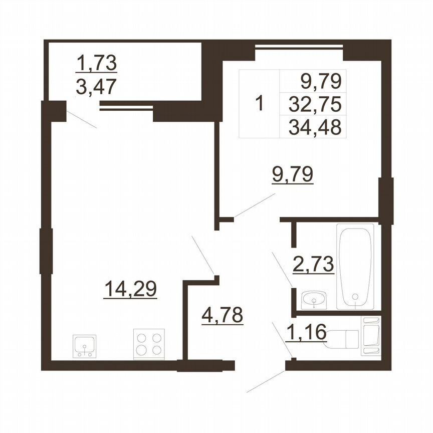 1-к. квартира, 34,5 м², 6/11 эт.