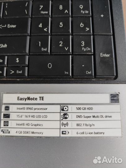 Ноутбук packard bell EasyNote TE