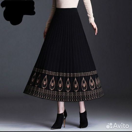 Юбка трикотажная теплая длинная