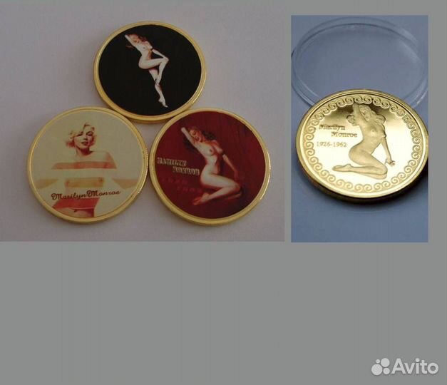 Монета сувенирная Мерилин Монро цветная