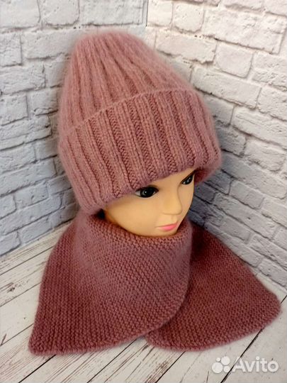 Шапка + снуд пух норки