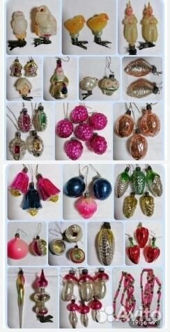 Елочные игрушки, бусы.Стекло СССР, ГДР Редкие