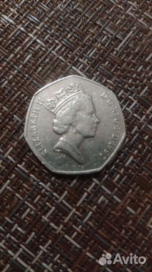 Монета 50 пенсов елизавета 2 1997 год