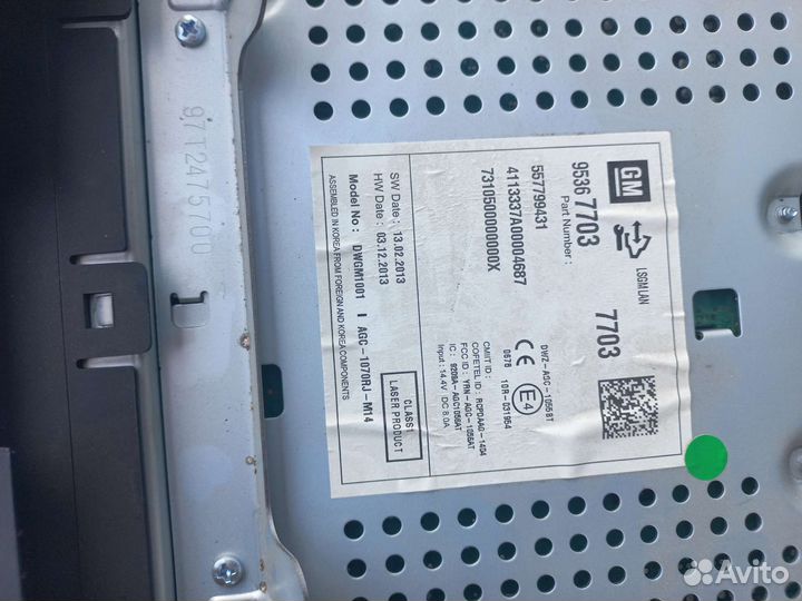 Штатная магнитола chevrolet cruze