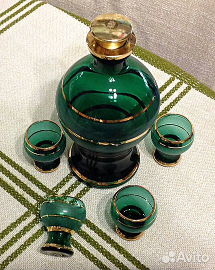 Штоф-графин и 4 рюмки Bohemia (50-e годы)