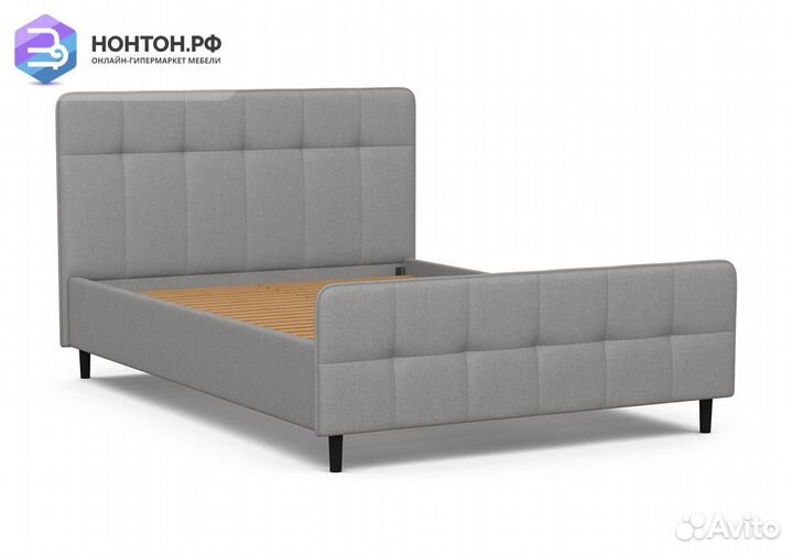 Кровать Эльза рогожка серая