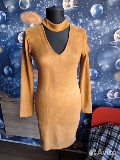 Платье 44-46 коричневое как замша