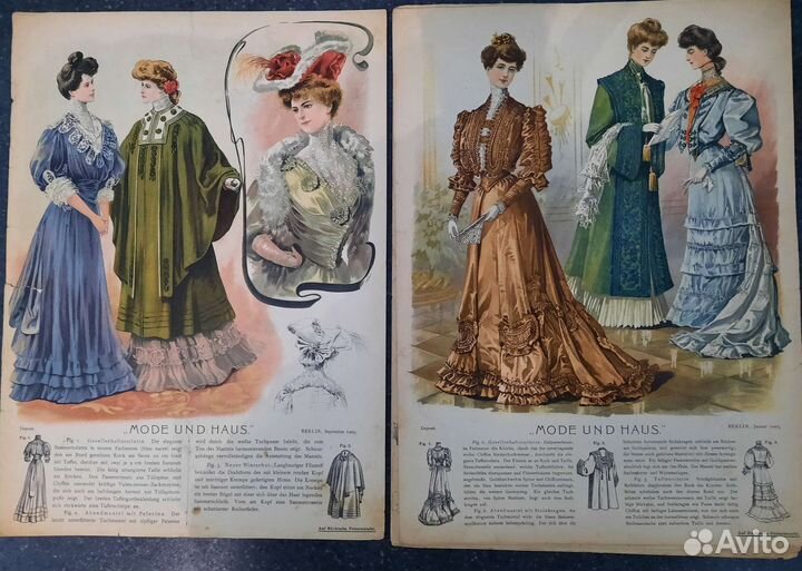 Старинные гравюры литографии из журналов мод