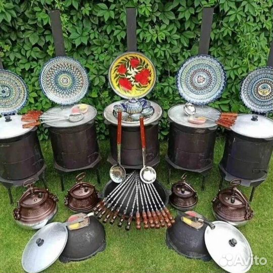 Казан чугунные 12л 16л 22л с печкой с трубой