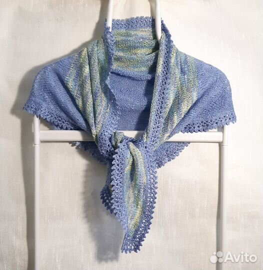 Бактус, шарф треугольный хлопковая мягкая пряжа
