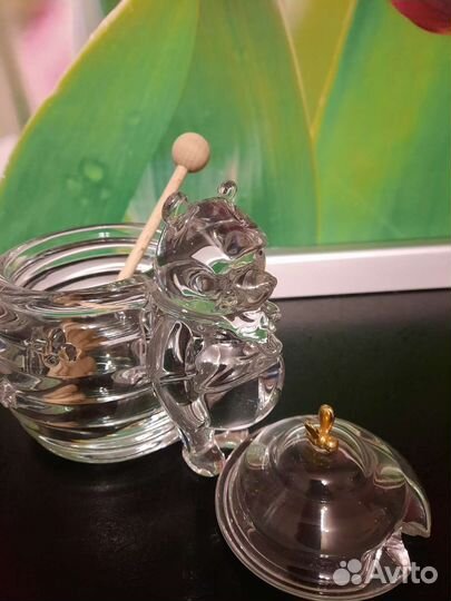 Ёмкость для мёда хрустальная Мишка с ульем