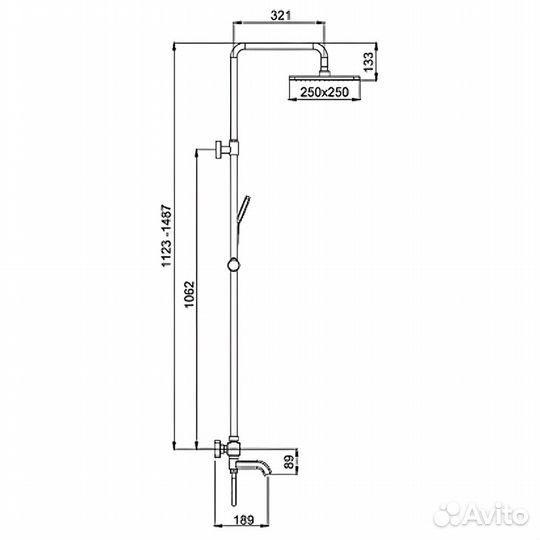 Смеситель для ванны с тропическим душем