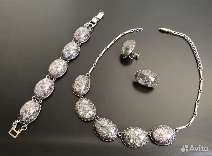 Винтажный комплект Coro люцит конфетти Винтаж США