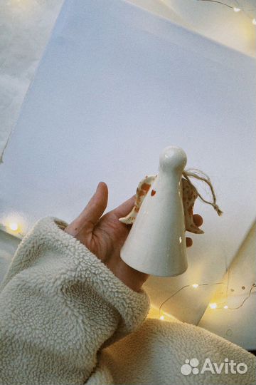 Керамическая елочная игрушка ангел