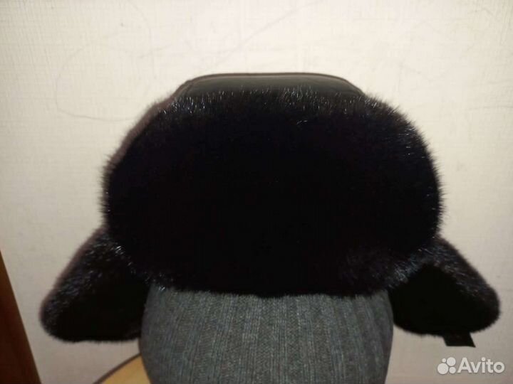 Шапка ушанка натуральная норковая плюс кожа