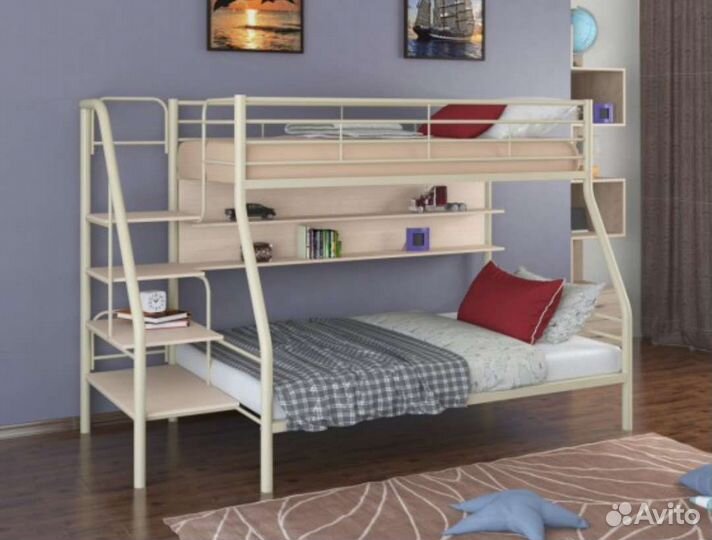 Кровать двухъярусная металл до 300 кг фмт-1 new