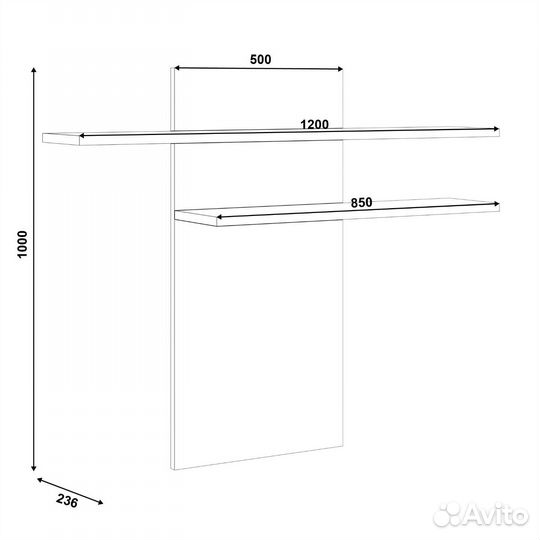 Лазурит настенная полка и тумба Летиция
