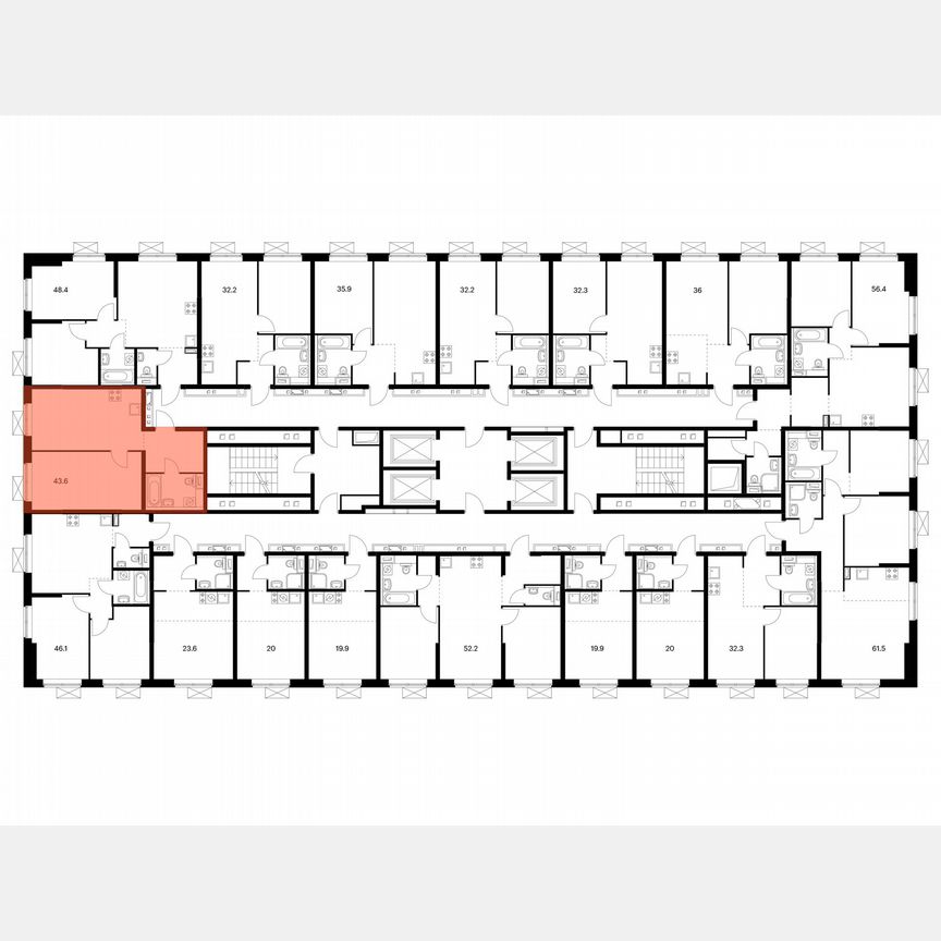 1-к. квартира, 43,6 м², 8/24 эт.
