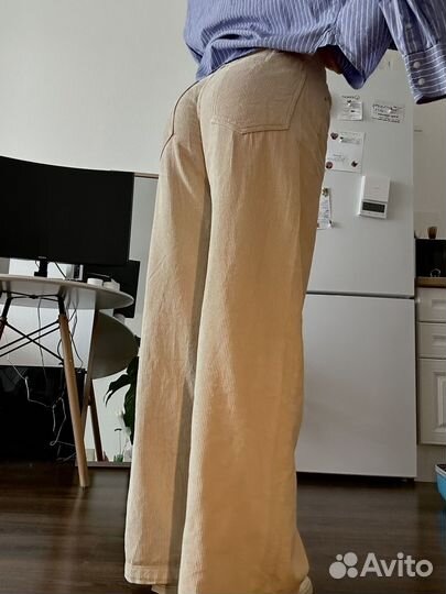 Джинсы вельветовые женские бежевые bershka