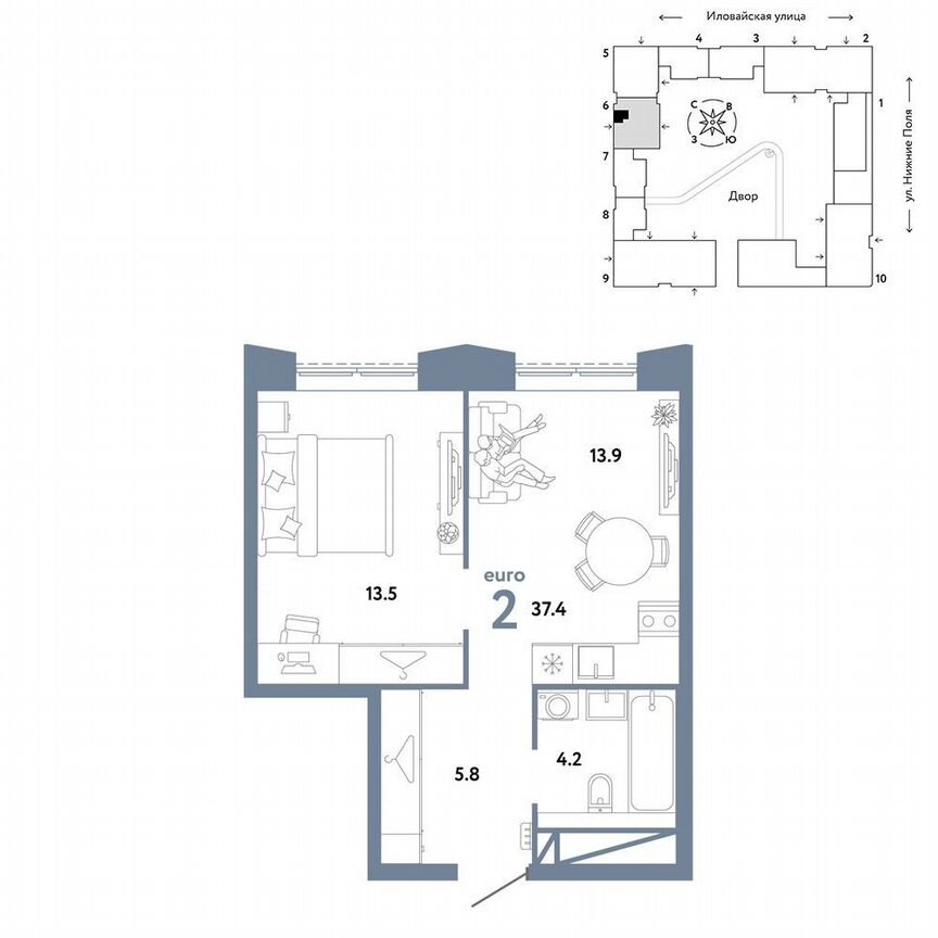 1-к. квартира, 37,4 м², 18/29 эт.