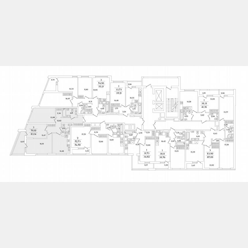 3-к. квартира, 83,1 м², 13/17 эт.