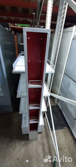 Стеллаж метал бело-красный 100/43/182 4 полки