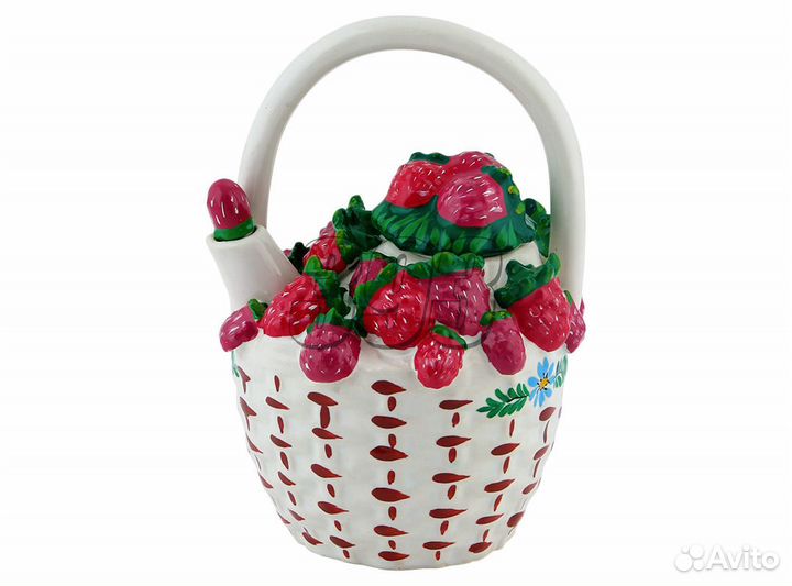 Чайник-корзинка Малина с чаем внутри (23729)