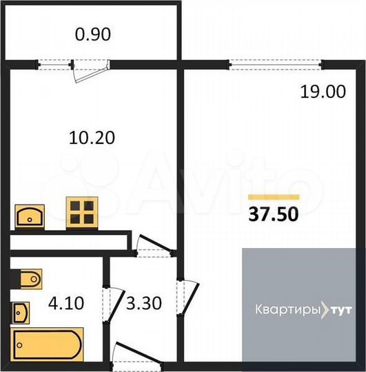 1-к. квартира, 37,5 м², 9/17 эт.