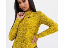 Nike Python Snake Print Bodysuit Women Yellow