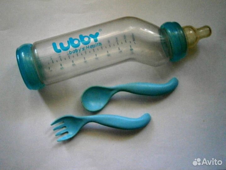 Набор для младенца бутылка с соской +ложка +вилка
