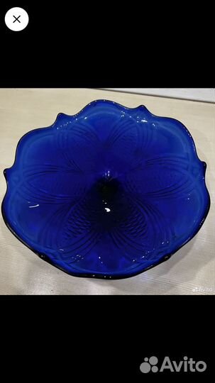 Ваза для фруктов на ножке цветное стекло СССР