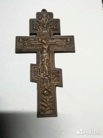 Крест распятие красномедное Медная пластика
