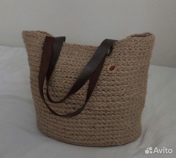 Cумка из джута пляжная ручная работа
