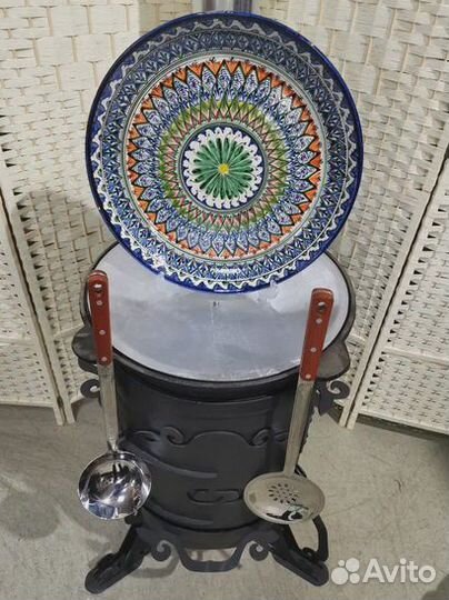 Чугунный казан с печкой