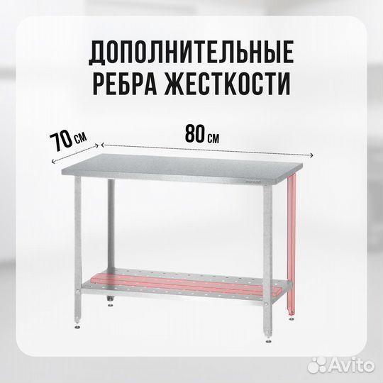 Стол из нержавеющей стали 800х700