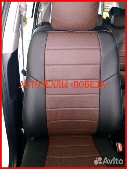 Чехлы Toyota Rav4 4 из экокожи чёрно-шоколадные