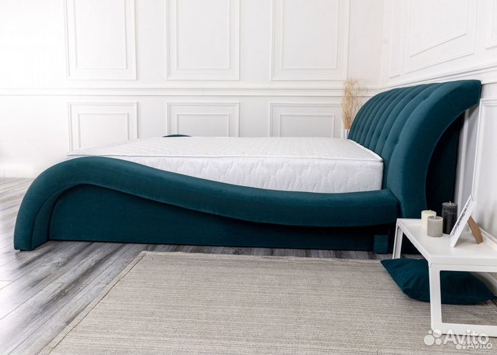 Кровать двуспальная 140х200 морская волна