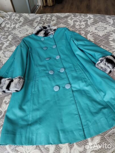 Пальто из натуральной кожи с утеплителем