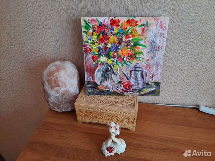 Картина маслом полевые цветы