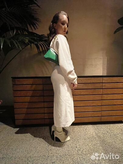 Сумка zara зелёная крокодиловая