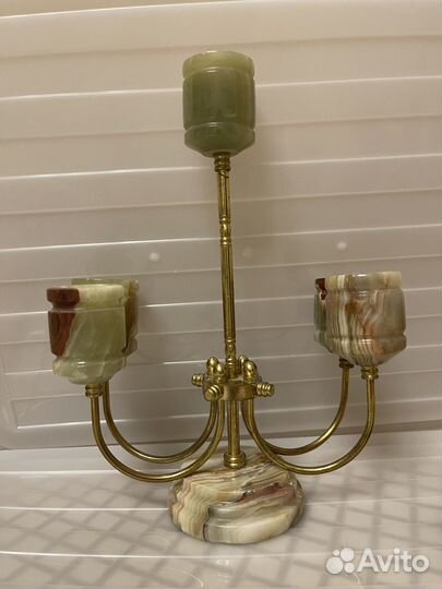 Подсвечник тарелки натуральный камень оникс