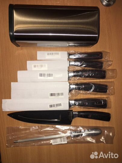 Набор кухонных ножей xituo+подставка+мусат